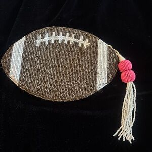Beaded Football Clutch with Pink Accents